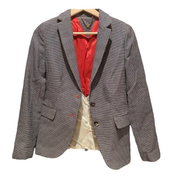 El Ganso Navy Cotton Houndstooth Blazer Size S Spanish Designer Jacket | Size S - Picture 1 of 7